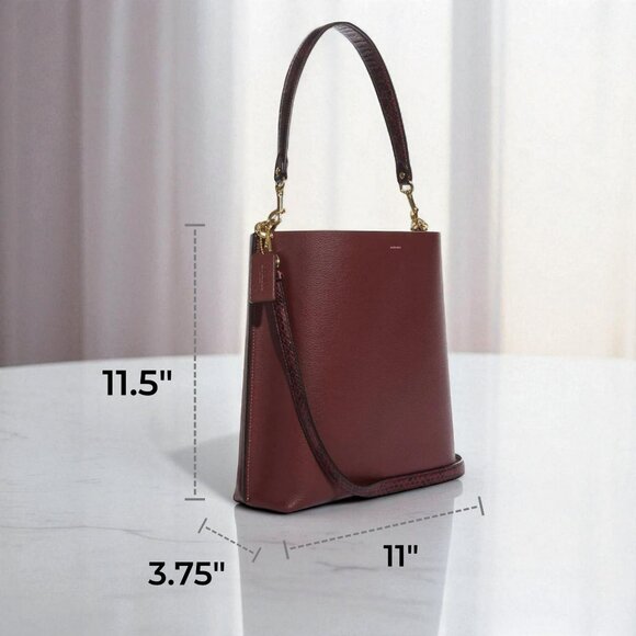Coach Mollie Bucket Bag In IM/Wine Multi + Wallet - Picture 3 of 12